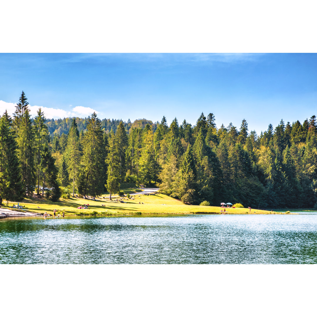 Genin Lake In Middle Of Wild Pine Forest von GregoryDUBUS - Leinwandbild