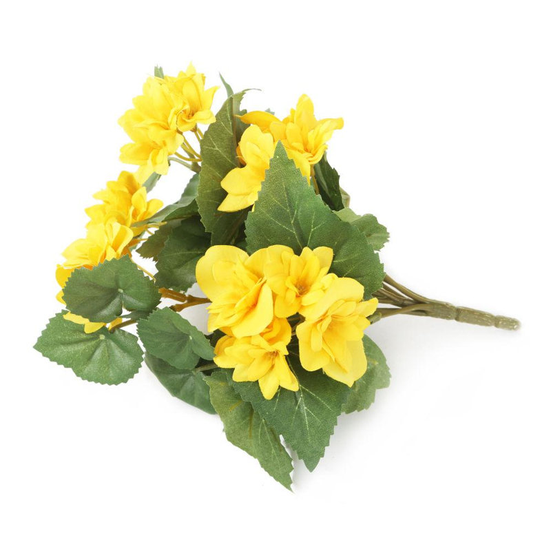 Faux Silk Peony Arrangement in Vase, Yellow, 50cm H x 10cm W x 15cm D