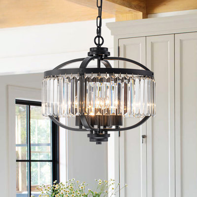 Lustre rond en cristal 4 lumières style campagne moderne