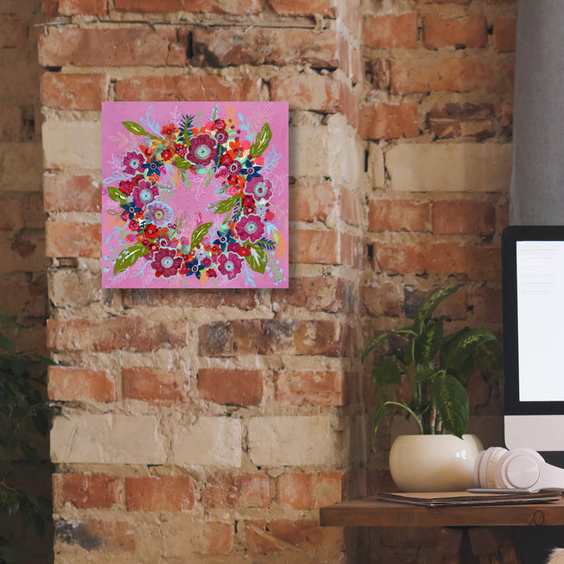 Toile épique Graffiti «Spring Wreath» par Jeri Hauth, 12 po x 12 po, H 12 po x l 12 po