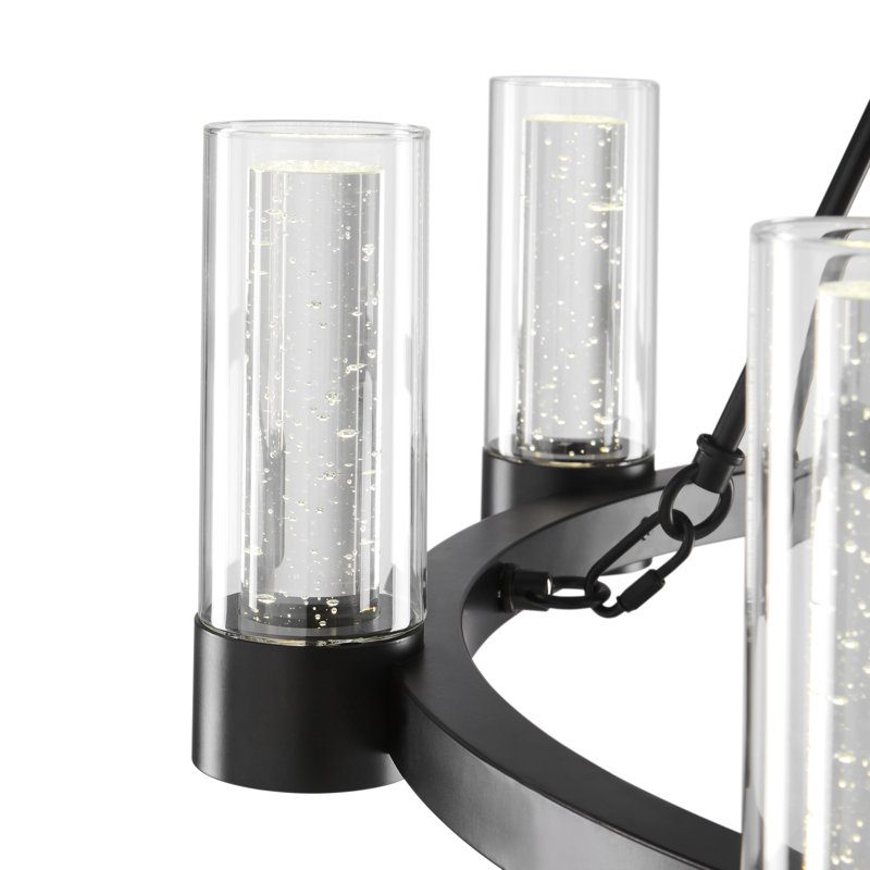 8 - Light Dimmable LED Wagon Wheel Chandelier, Matte