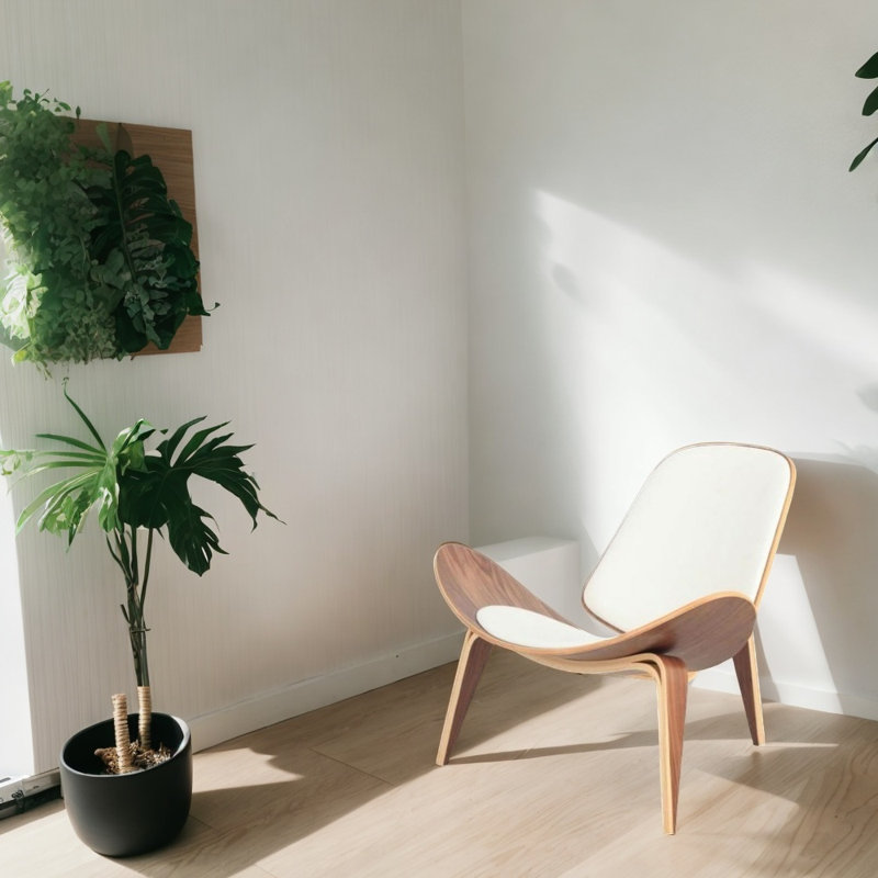 Méridienne de 35,5 po Kyandra, Similicuir noir, Bois jaune moyen