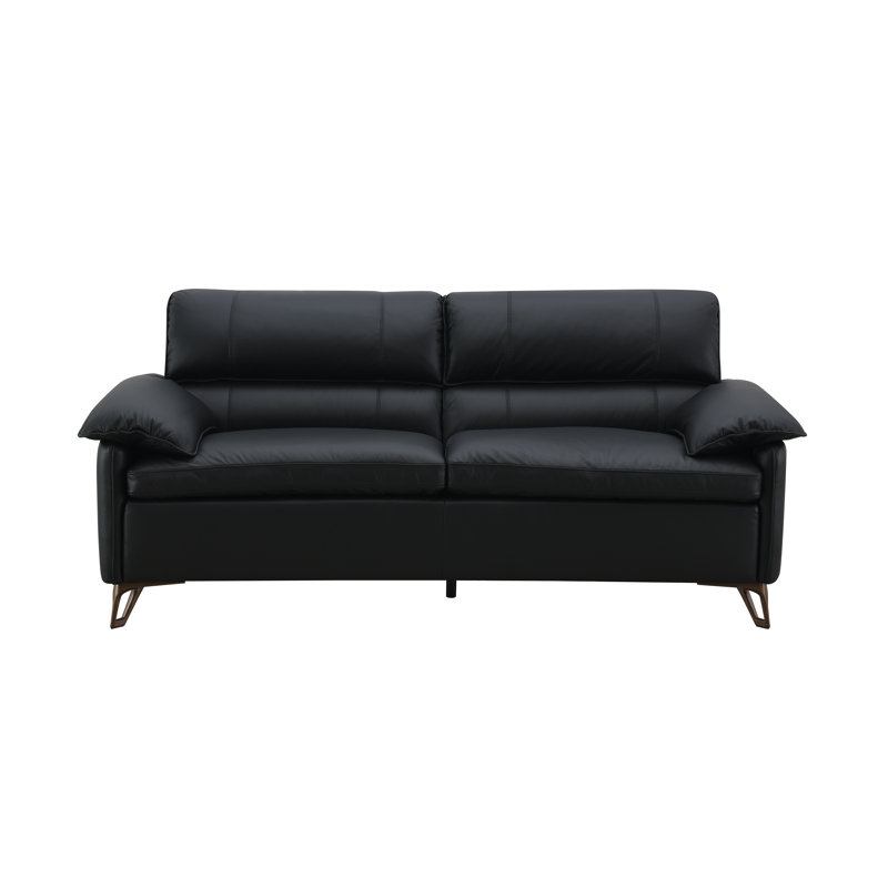 Causeuse noire en cuir fleur
