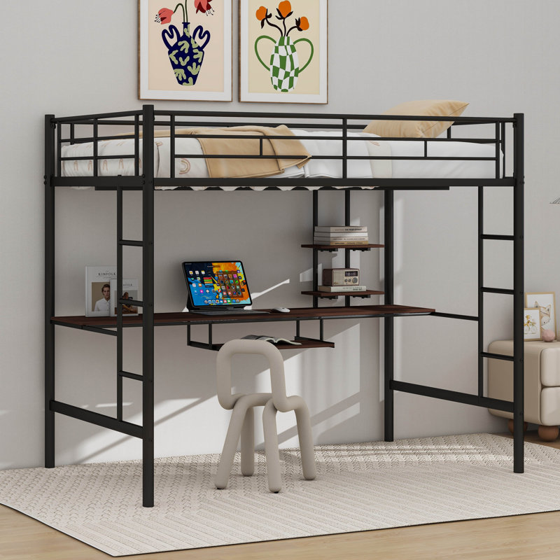 Lit mezzanine avec bureau et tablette