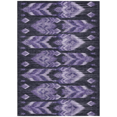 9' X 12' Purple Lavender And Plum Southwestern Washable Indoor Outdoor Area Rug