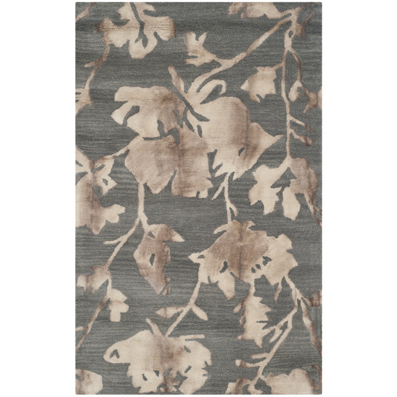 Tapis floral en laine touffeté à la main Coleman, Rectangle 8 pi x 10 pi