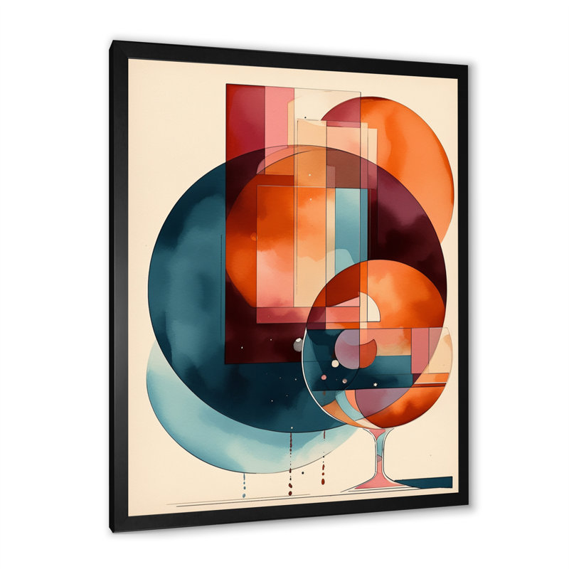 Albia Rhythms géométrique orange III, H 20 po x l 12 po x P 1 po, Cadre photo noir