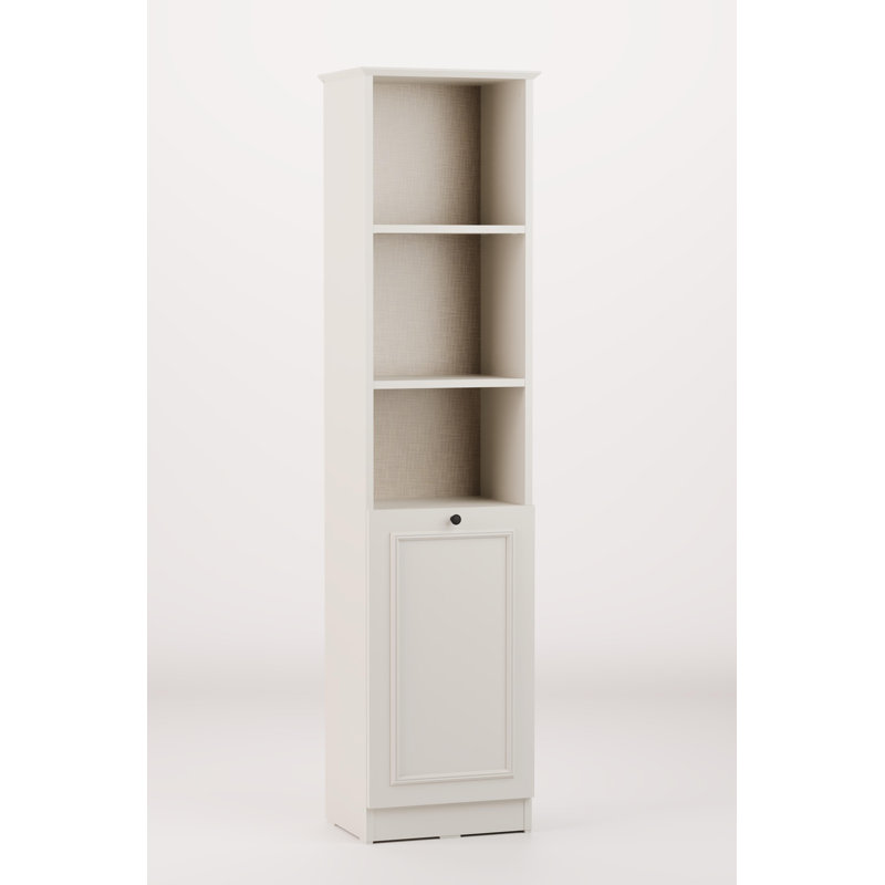 Grande bibliothèque étroite avec armoire, crème