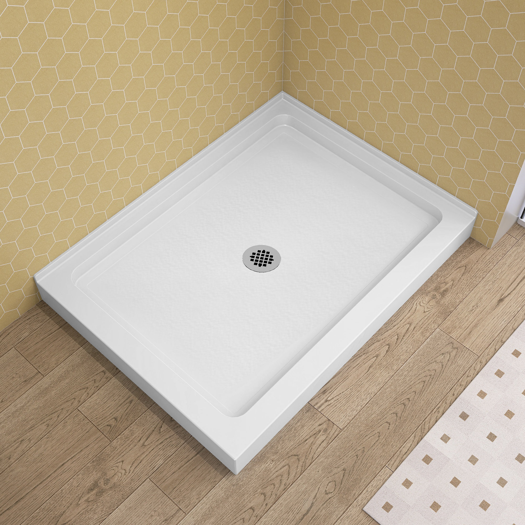 GETPRO Acrylic Rectangular Shower Pan 48'' W x 36'' D White Double ...