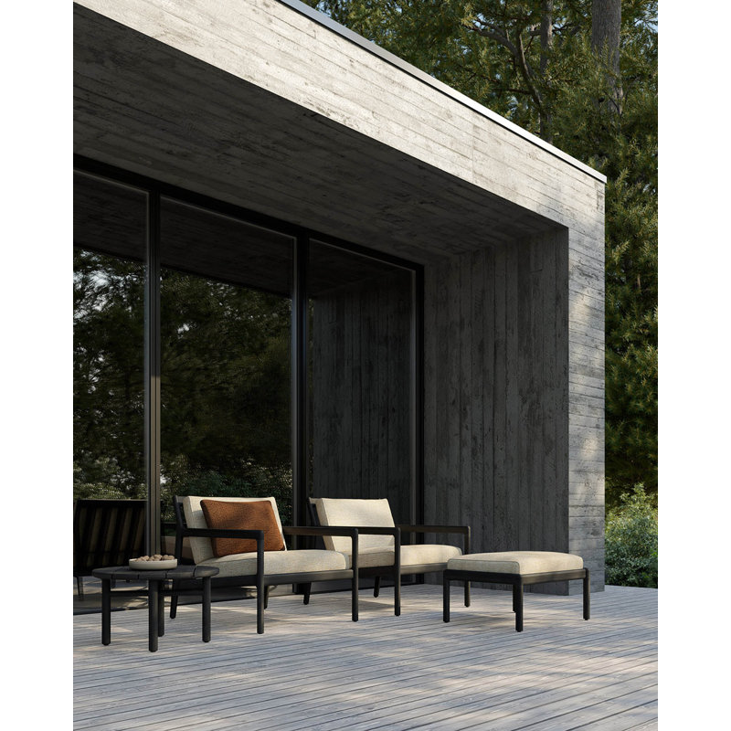 Jack Outdoor Teak Lounge Chair, Teak Black/Natural