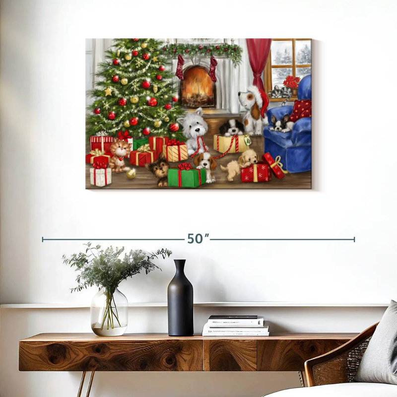 Christmas Dogs And Cats, 24" H x 36" W