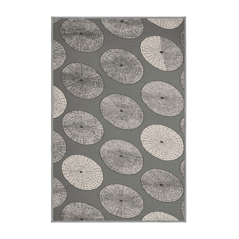 Machine Washable Space Grey Area Rug, Rectangulaire 3 pi x 5 pi