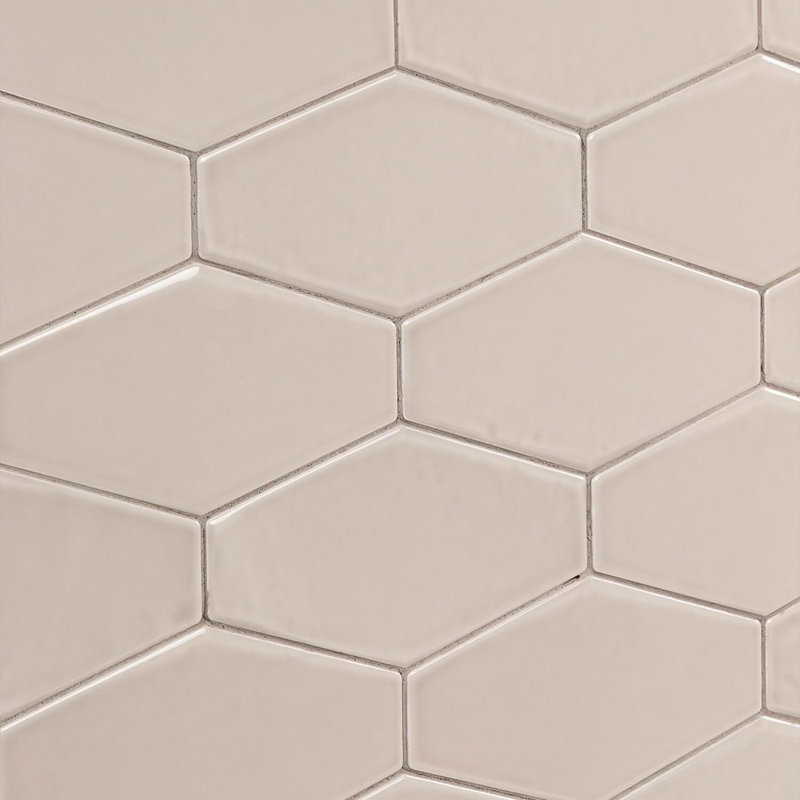 Manchester 4x8 Hexagon Glossy Ceramic Tile, Taupe Beige