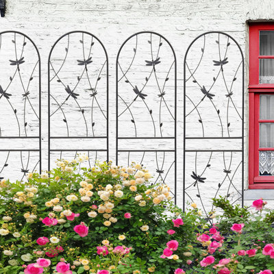 71" X 19.7" Metal Garden Trellis 4, Rustproof For Outdoor Plants, Black, Easy To Construct Outdoors 4 Trellises, Plant Support Outdoors, Construct, Flower Aid