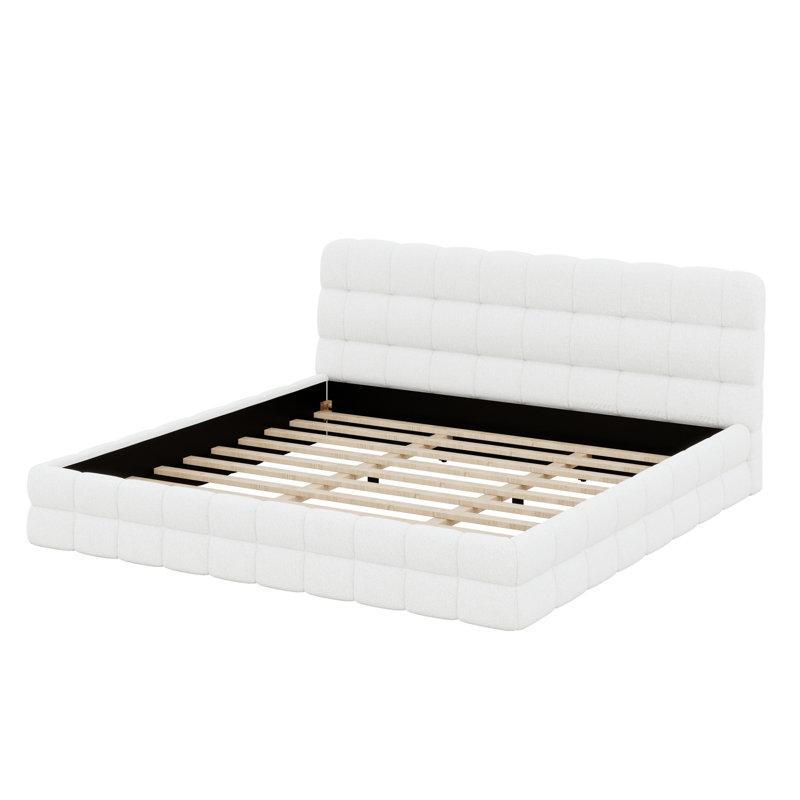 Lit plateforme tapissier Luxury, Blanc