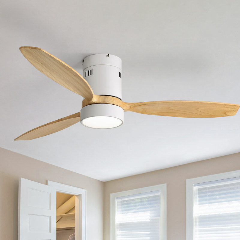 52" Modern Solid Wood Smart Dimmable Ceiling Fan With 3cct Led Lights, 6-speed Reversible Dc Motor, Timer, Remote & App Control