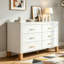 Commode double 6 tiroirs, armoire de rangement moderne avec poignées en métal et pieds en bois massif-129245519
