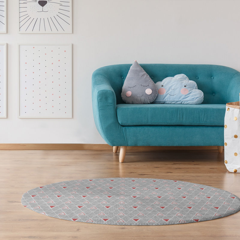 Chenille Geometric Indoor Rug, Round 5'