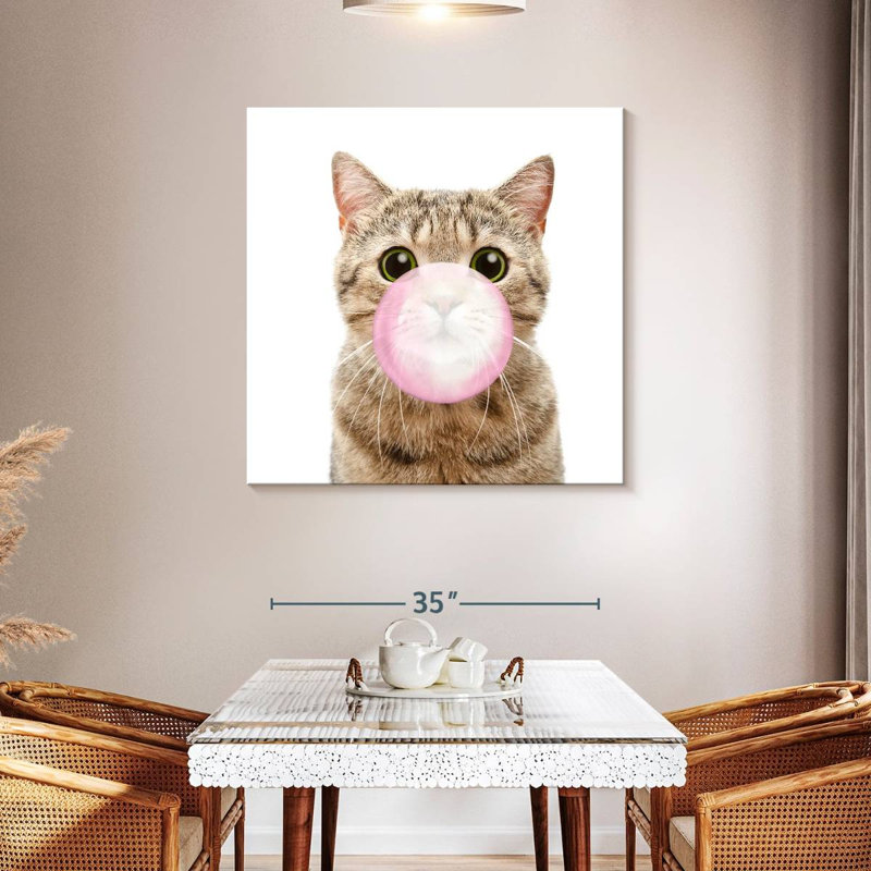 " Bubble Gum Kitty ", 39" H x 39" W x 1.25" D
