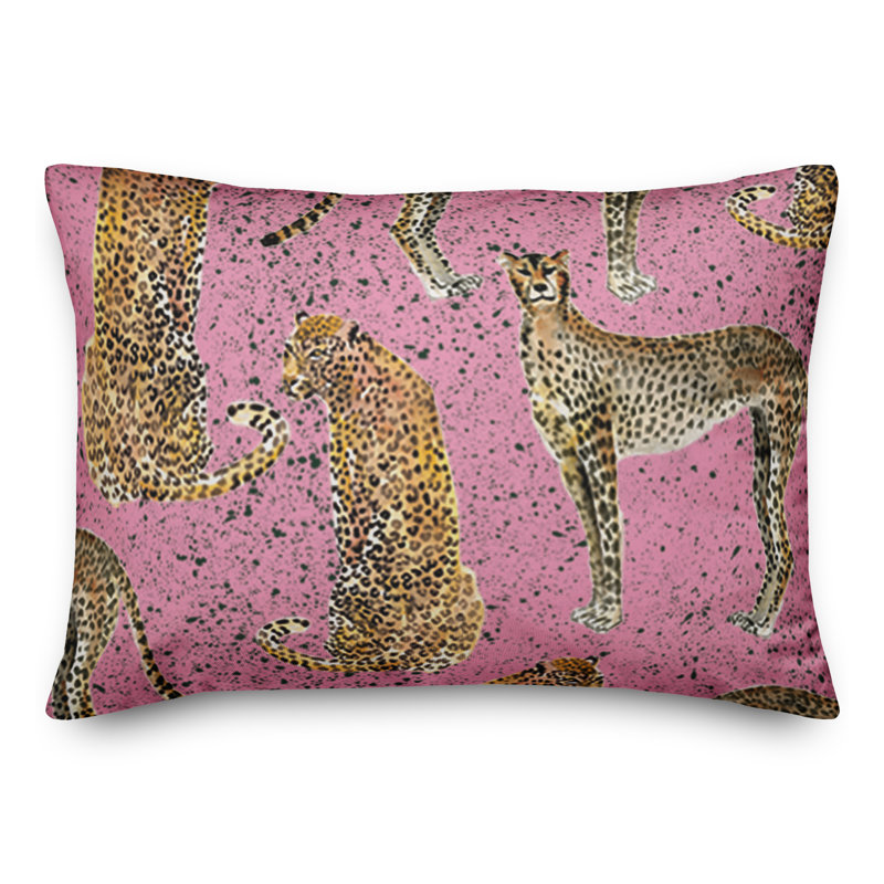 Coussin extérieur Cheetahs On, H 18 po x l 25 po, Rose