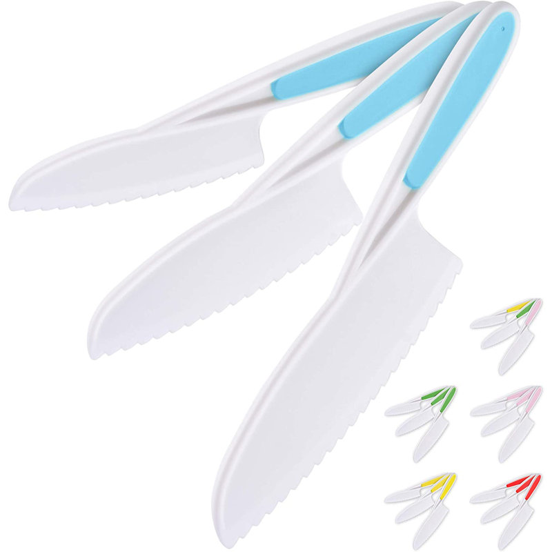 Zulay Kitchen Kids Knife Set 3-Piece for Cooking Cutting Fruits Veggies & Cake Starter Knife, Blue