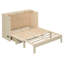 Lit escamotable double avec tiroirs de rangement et port USB, armoire-lit pliable avec finition en rotin - Doré