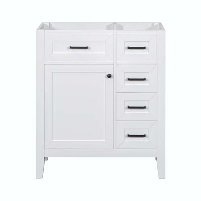 30 Inch White Bathroom Vanity Cabinet Base Only, Bathroom Cabinet with Drawers and Solid Frame