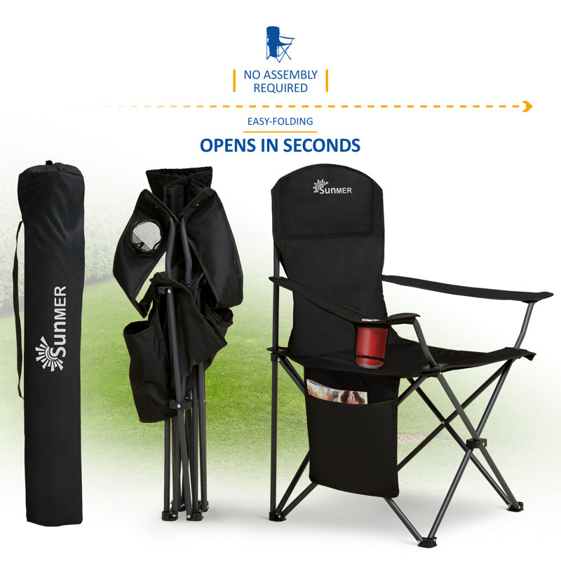 SUNMER Folding Camping Chair - Extra Wide, Black