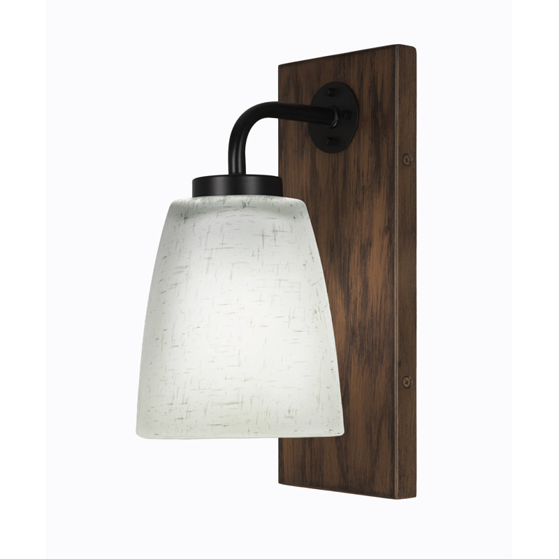 Applique murale Oxbridge montrée avec une finition en métal et un verre carré blanc en mousseline de 4,5 po, Noir mat/brun