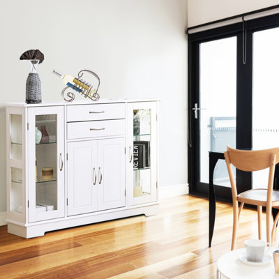 Sideboard Buffet Server Storage Cabinet With 2 Drawers And Glass Doors by Winston Porter