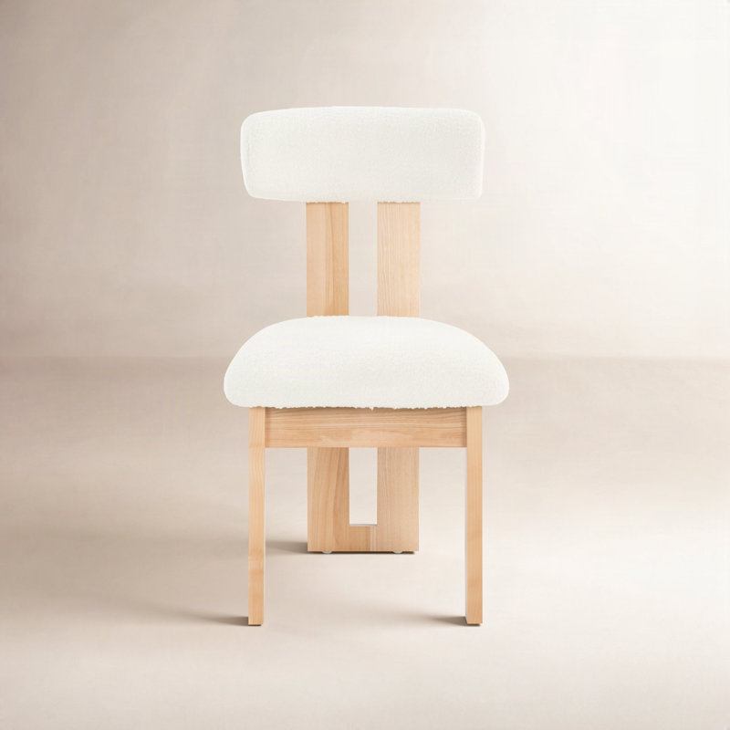 Dellar Boucle Upholstered Back Dining Chair, Ivory