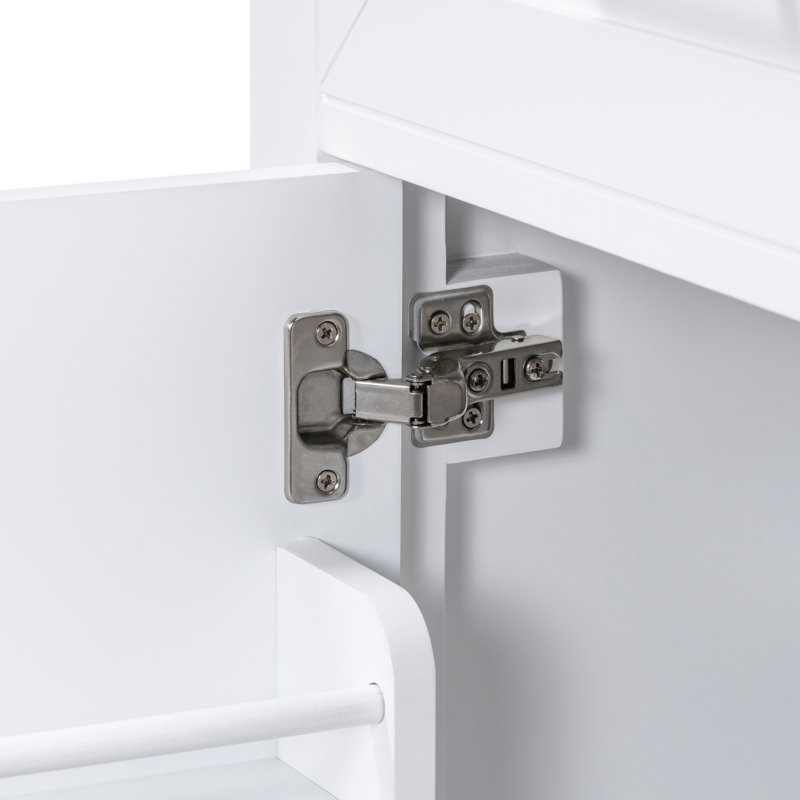 Meuble-lavabo de 30 po - Armoire blanche avec tiroir en bois massif et design contemporain Assemblage autoportant nécessaire Options de rangement Style élégant