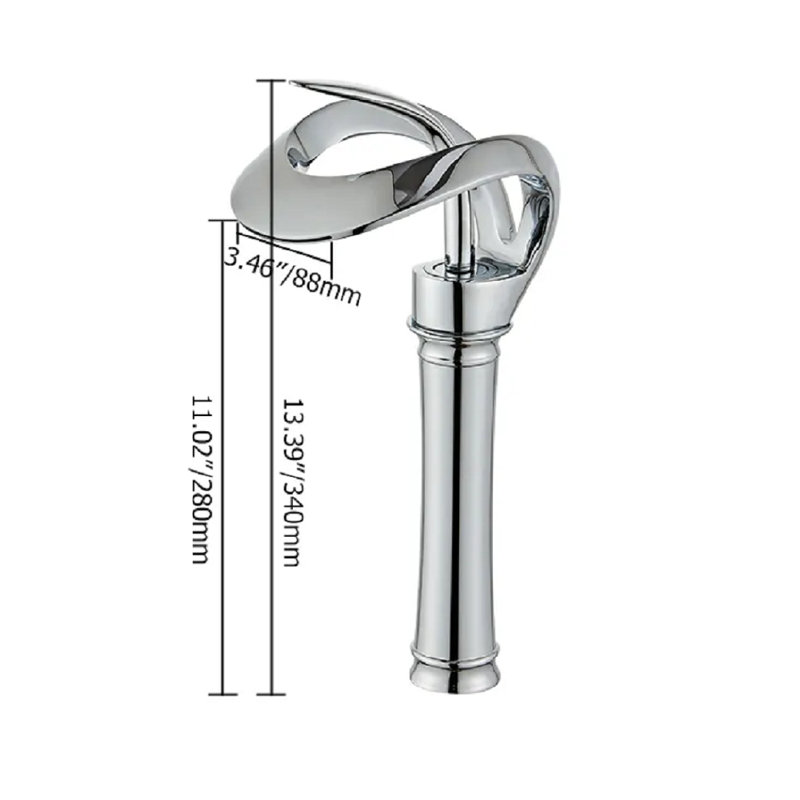 Chrome Tall Waterfall Single Handle Bathroom Faucet