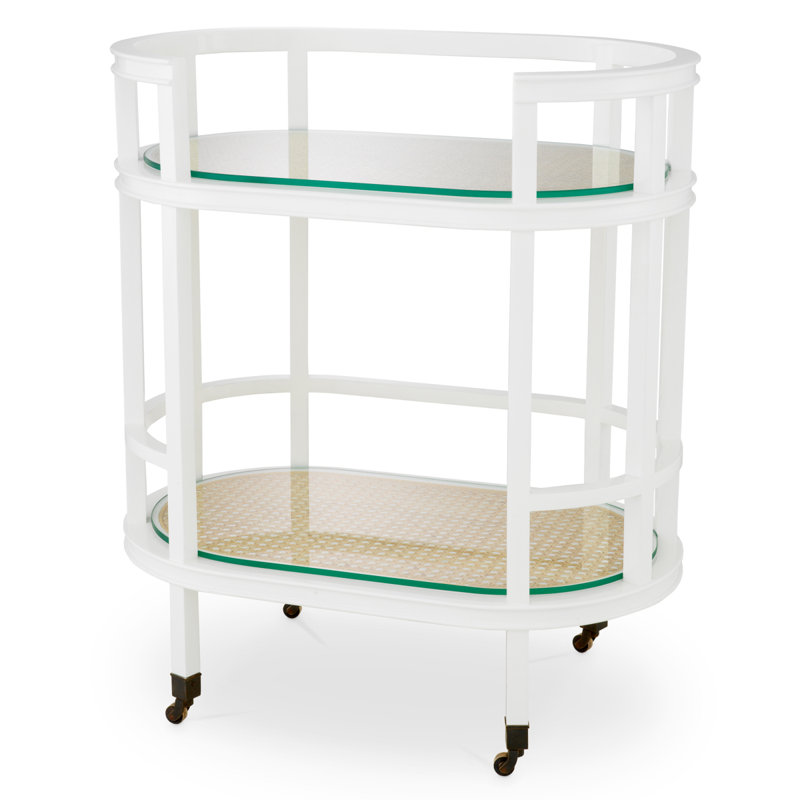 Trolley Bahamas Piano White Finish Natural Cane