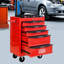 5 Drawers, Tool Chest, Red&Black, Bearing Drawer Slides, High - Efficiency Performance, Organizer, Universal Wheels, Key Locking System 20" Red&Black 5 Storage Trolley, Slide For Heavy Duty Use,