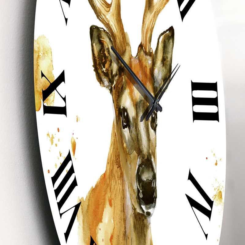 Portrait de cerf avec de grandes cornes - Horloge murale de ferme, Petit