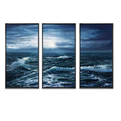 «Sunshine Through The Ocean Waves», reproduction sur toile flottante 3 pièces