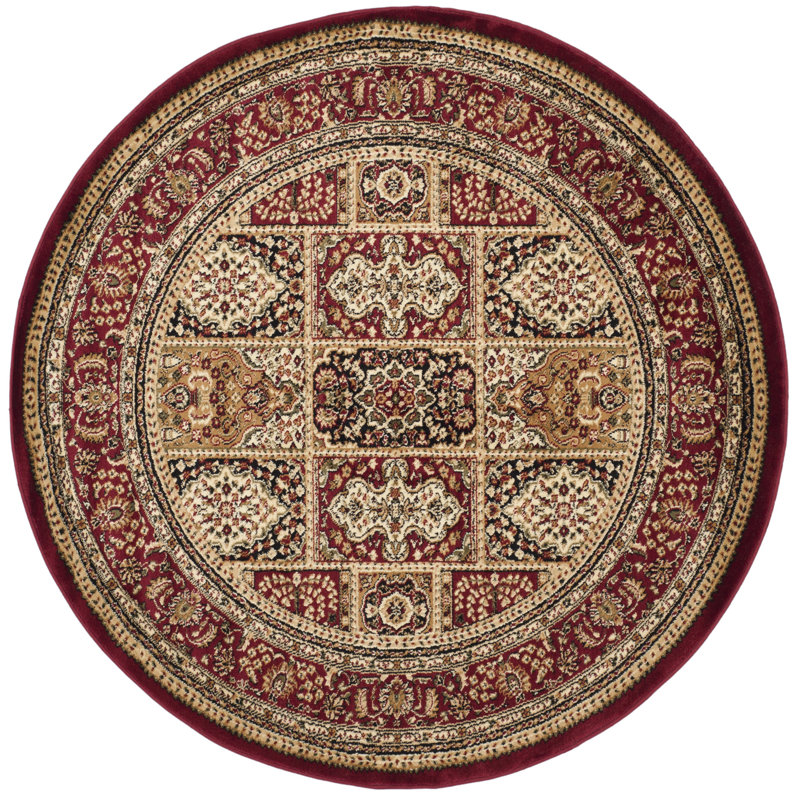 Malayah Klose Oriental Multi/Red Area Rug, Round 8'