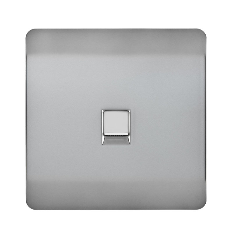 Trendi Switch 1 Gang Cat 3 Telephone Socket, Steel