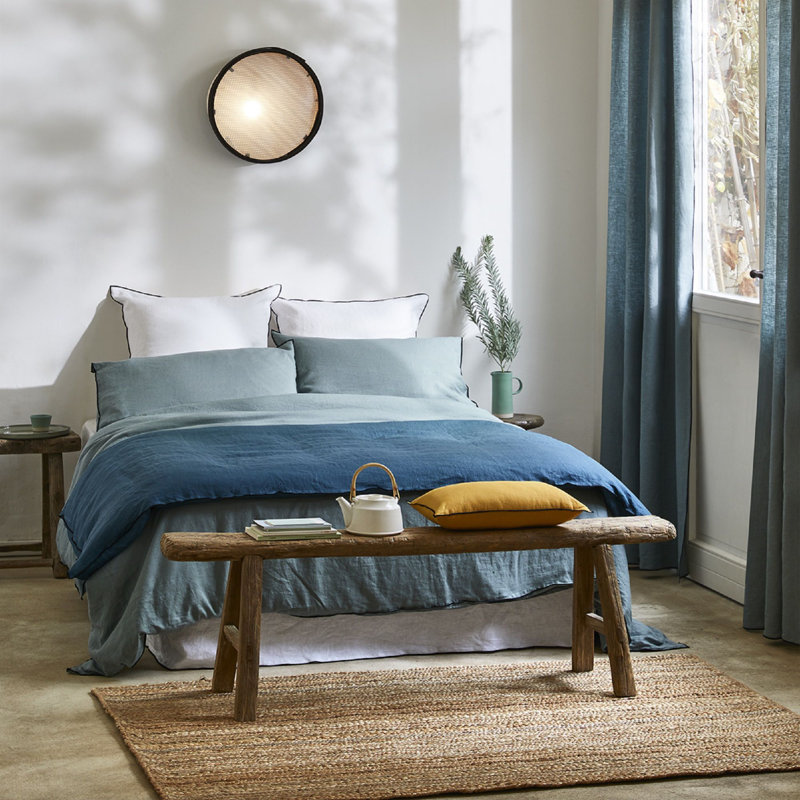 Dziedzic 100% Linen Solid Colour Duvet Cover, Blue