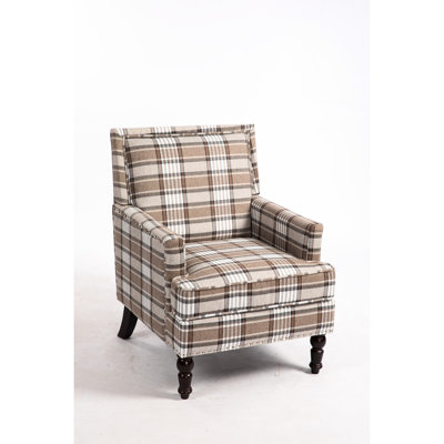 Upholstered Blue And White Striped Linen Chair, Vintage Armchair For Living Area, Linen, Comfortable Space, Stable