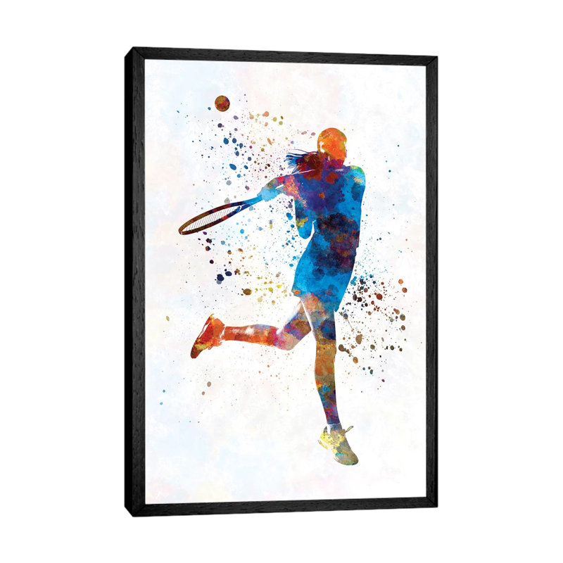 Woman Tennis Player 03 by Paul Rommer - Painting on Canvas, Black Framed, 101.6 cm H x 66.04 cm W
