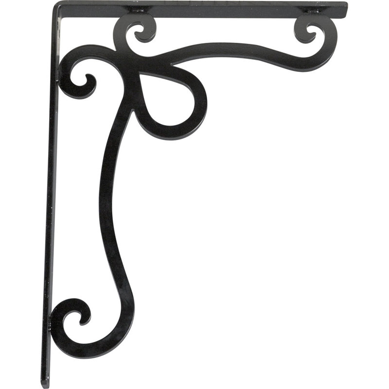 Support en fer forgé Orleans, H 15 po x l 1,5 po x p 12 po, Noir