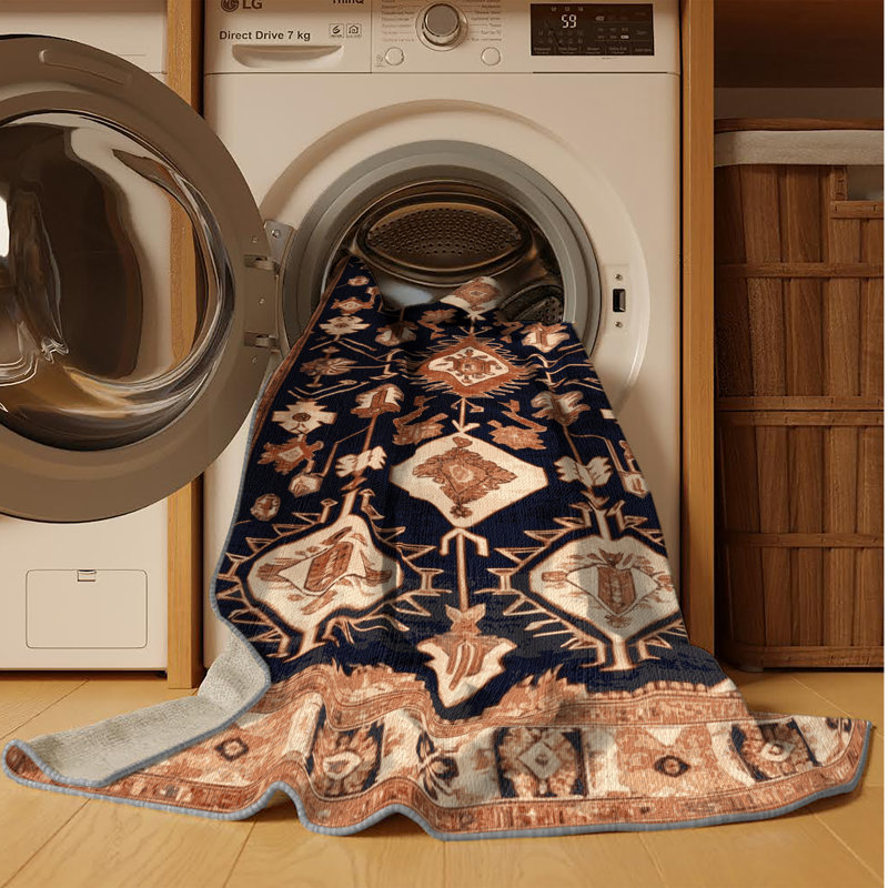 Tapis brun lavable à la machine, Rectangle de 5 pi x 8 pi