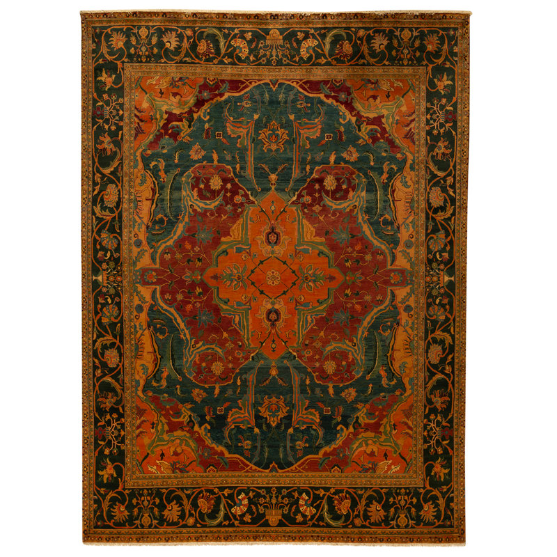 High-Quality Hand-Knotted Blue And Red Area Rug