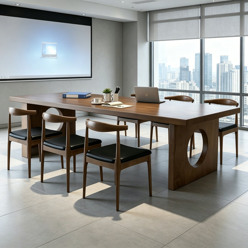 Tables de conférence simples en bois massif brun foncé, 29.5" H x 70.87" L x 31.5" D