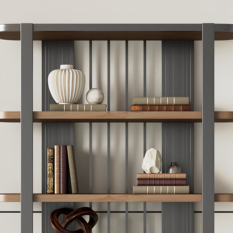 Bibliothèque stable et tendance, (5 tablettes) H 78,7 po x l 59 po x P 13,7 po, Gris / Brun