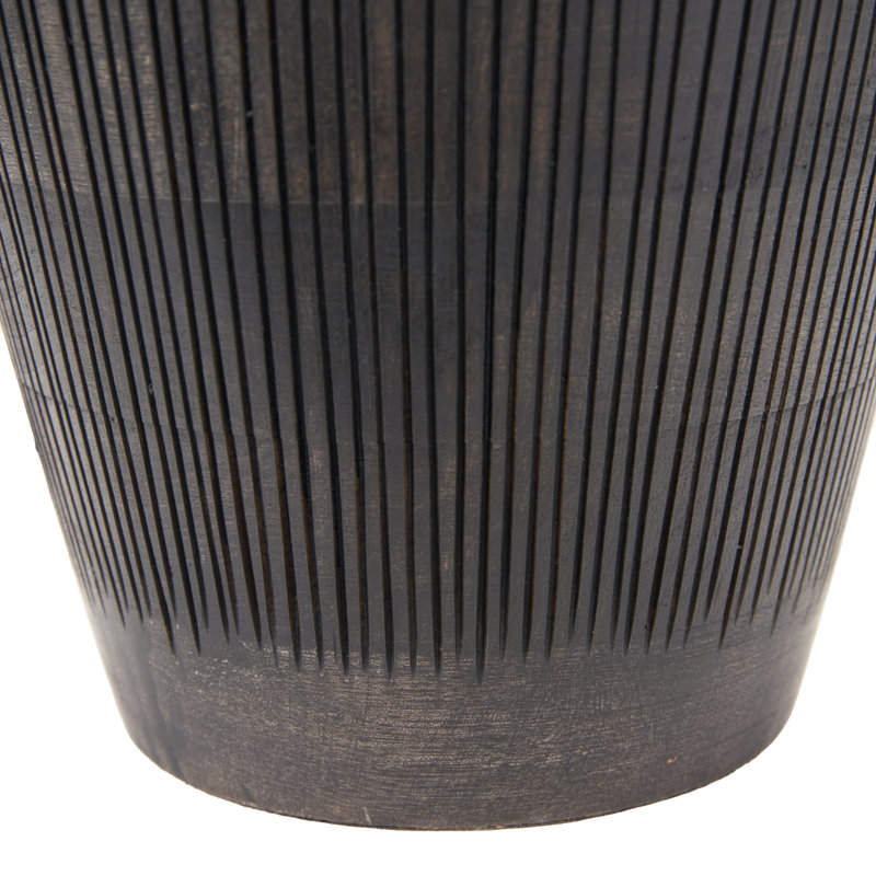 Taika Antique Textured Wood Table Lamp Base, Black