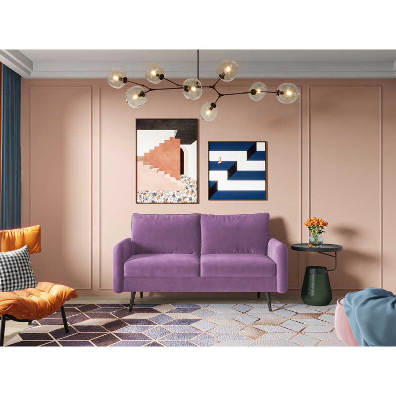 Elle-Jade Velvet Loveseat, Lavender Velvet, 33" H x 70" W x 30" D