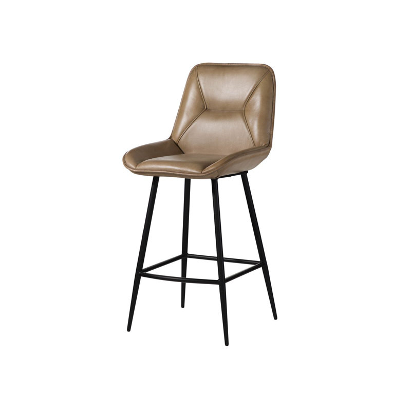 Iron Label Upholstered Bar Stool, Beige